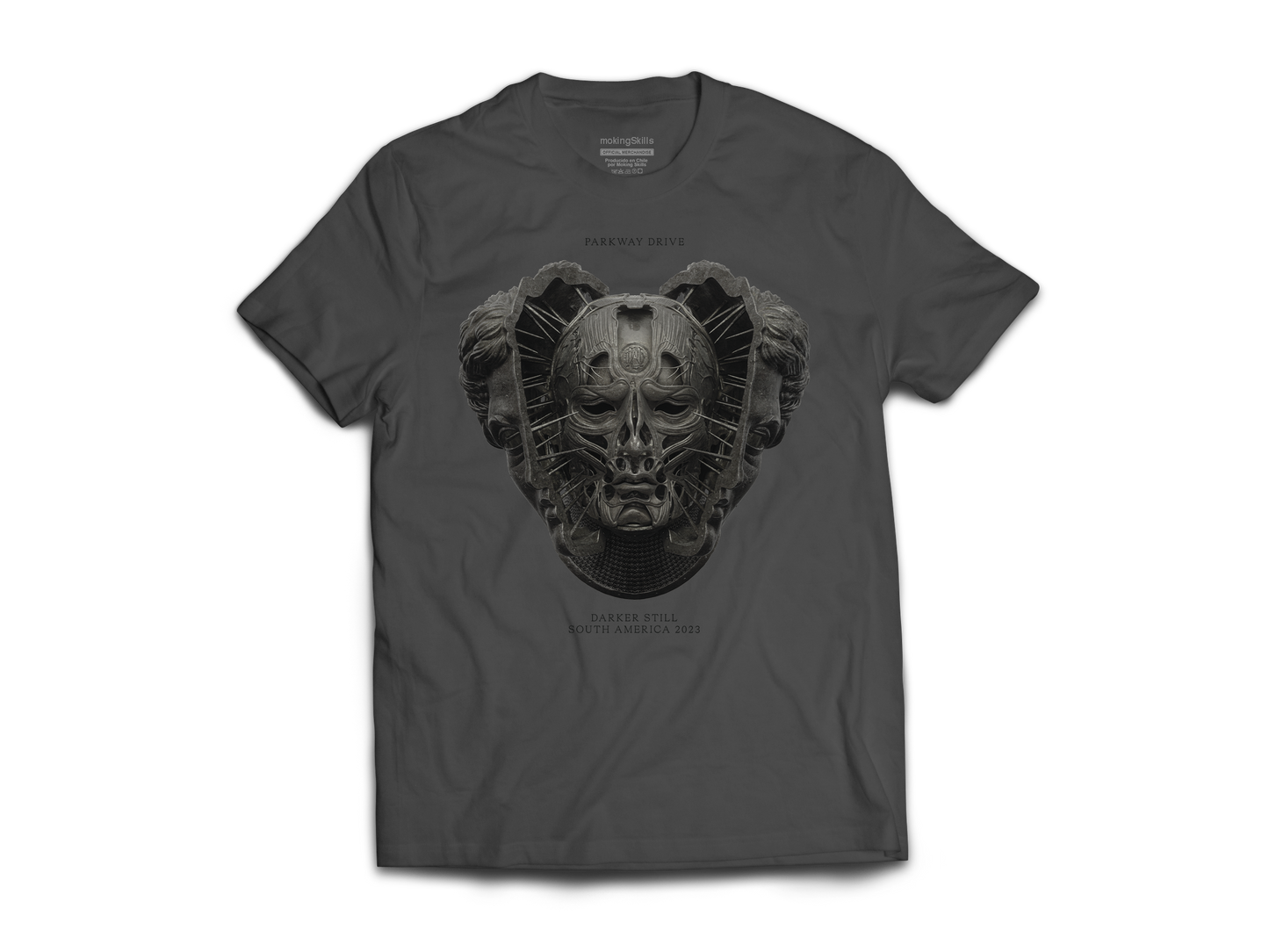 polera_oficial_parkway_drive_frente_cabeza_robot_oscuro_pecho_gris_darker_still