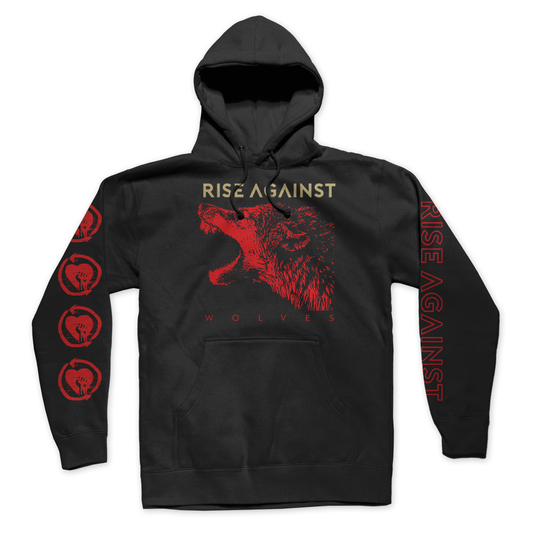 Polerón Hoodie Oficial Rise Against - Wolf - Negro