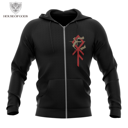 Poleron Zip Up Oficial Enslaved - VIking - Negro