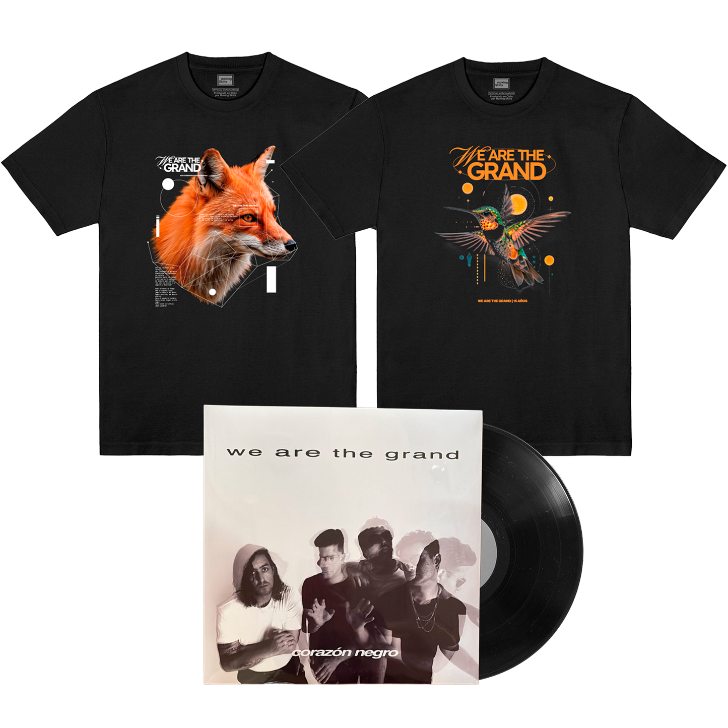 We Are The Grand - Pack - 2 Poleras + Vinilo Corazón Negro