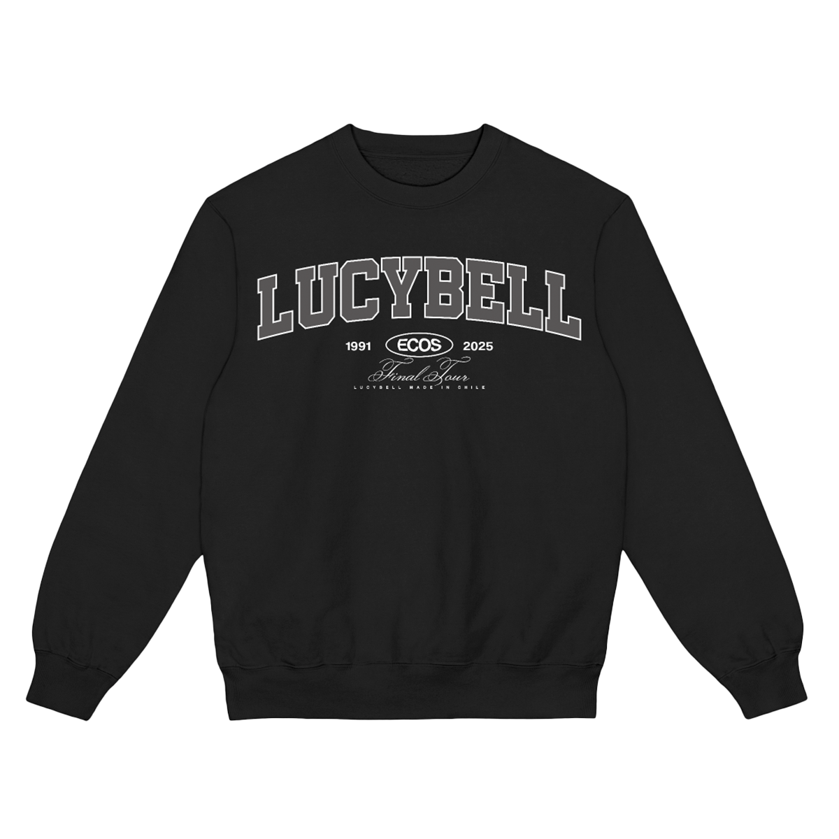 Poleron Crewneck Lucybell - Varsity Gris - Negro