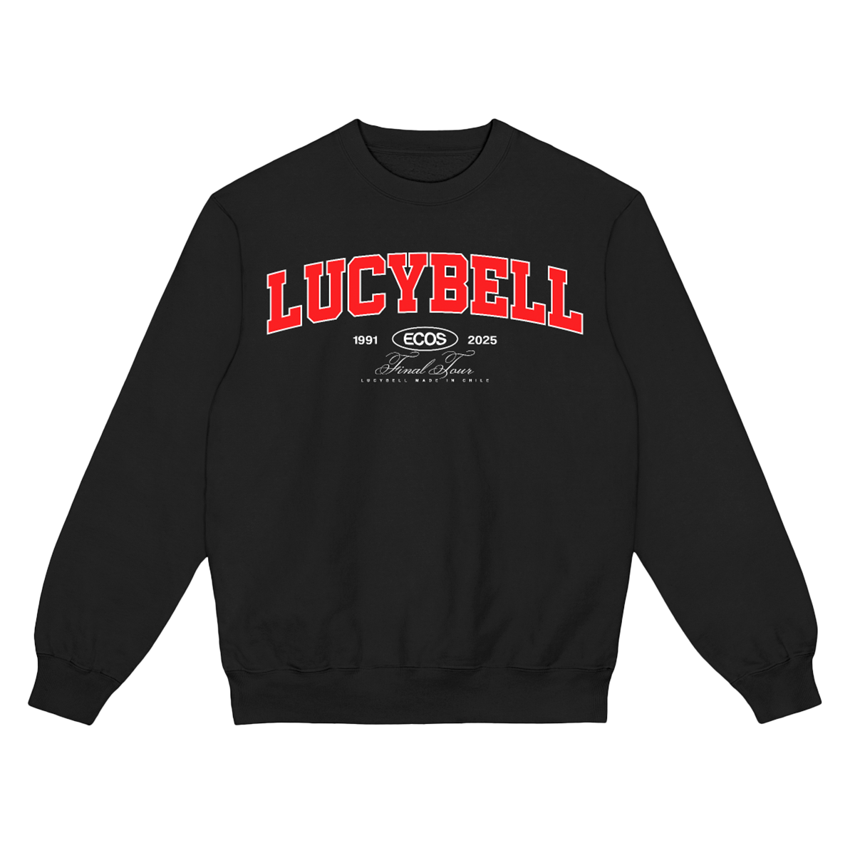Poleron Crewneck Lucybell - Varsity Rojo - Negro