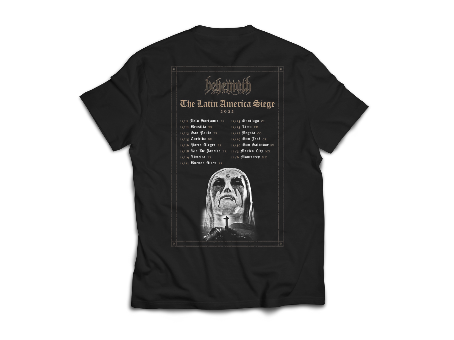 Polera Oficial - Behemoth - Gira 2022 - Jesus Statue - Negra