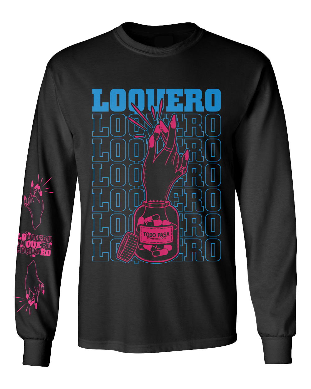 Polera Oficial - Loquero - Todo Pasa - Manga Larga - Negra