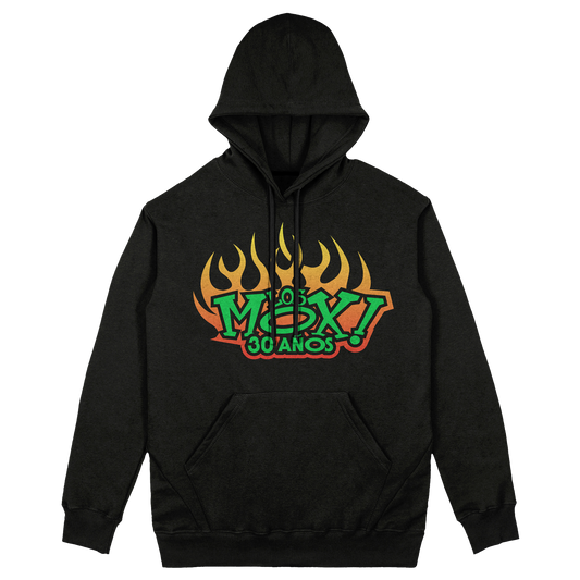 Poleron Hoodie Oficial Los Mox - Logo 30 años - Negro