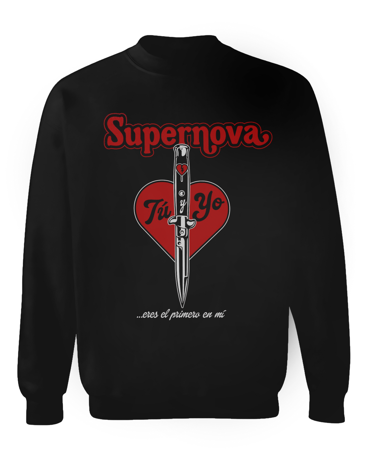 Poleron Crewneck Oficial - Supernova - Tu y Yo - Negro