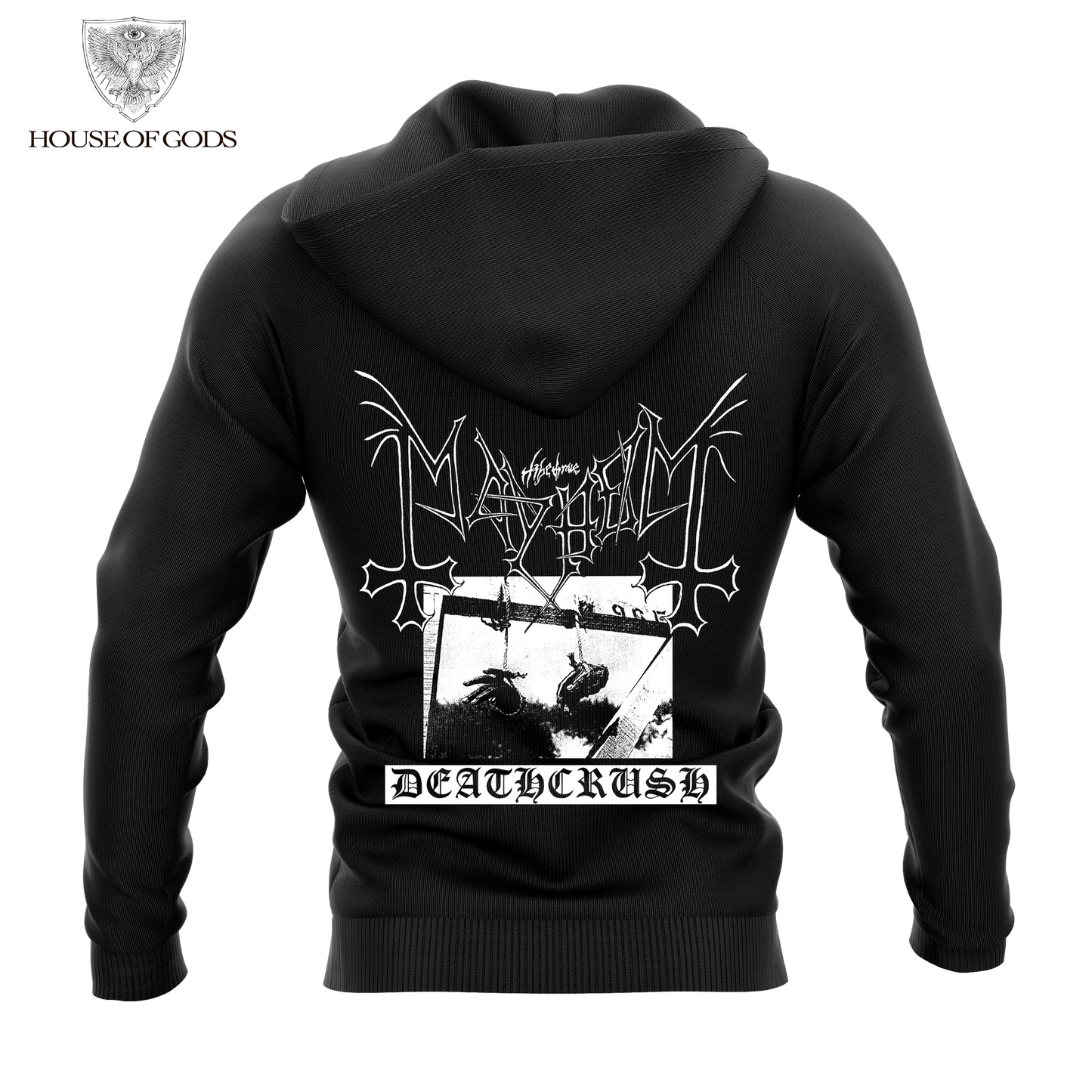 Poleron Zip Up Oficial Mayhem - Deathcrush - Negro