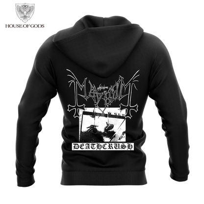 Poleron Zip Up Oficial Mayhem - Deathcrush - Negro