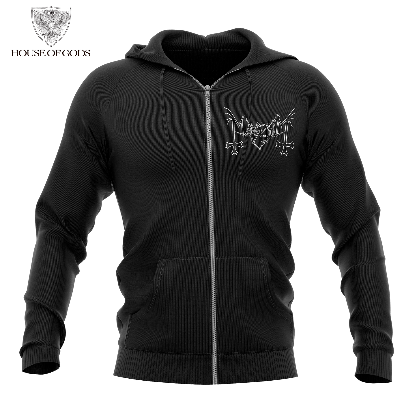 Poleron Zip Up Oficial Mayhem - Deathcrush - Negro