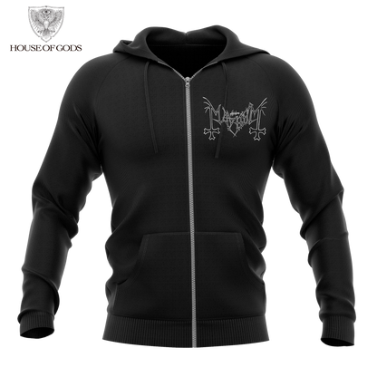 Poleron Zip Up Oficial Mayhem - Deathcrush - Negro