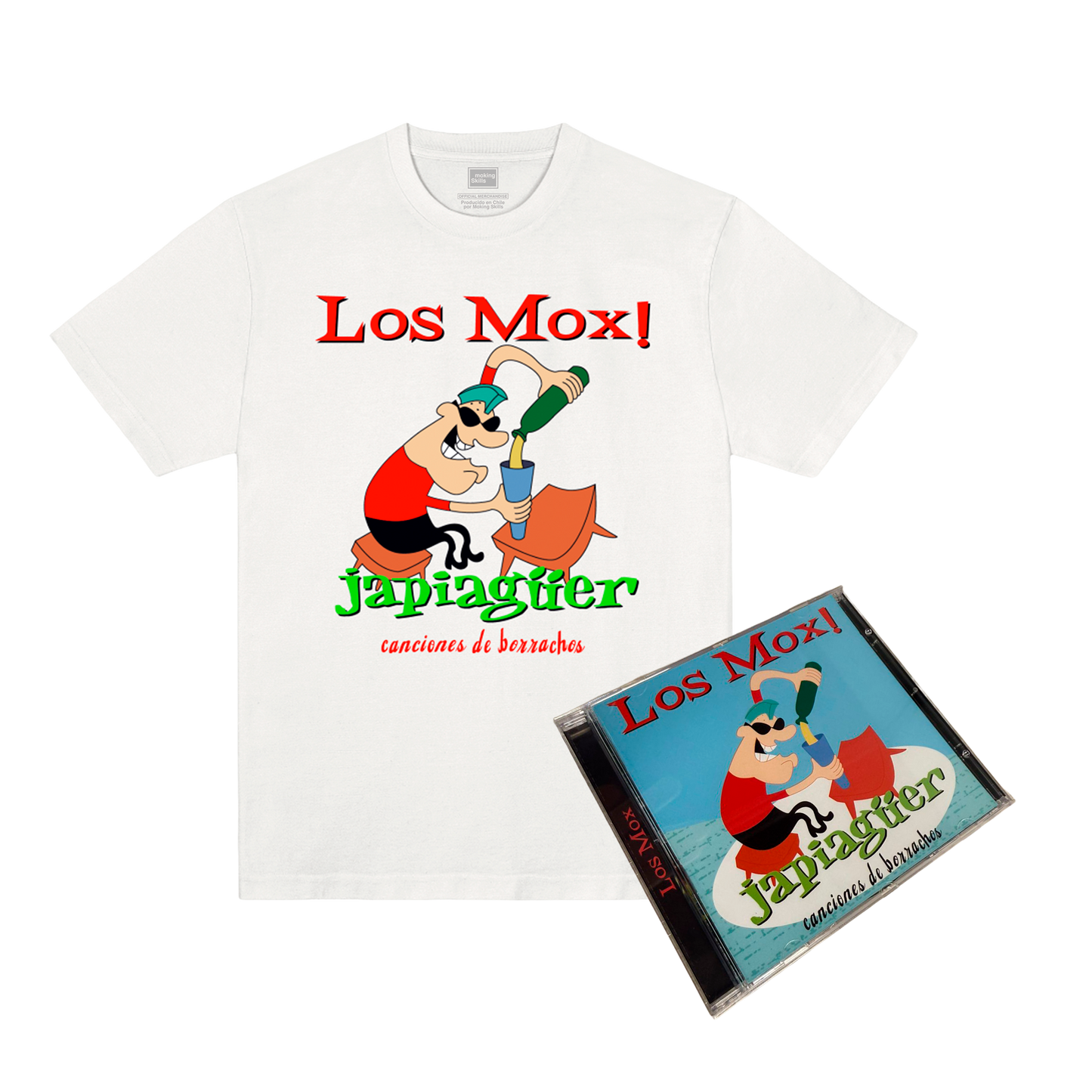 Los Mox! - Pack - Polera Japiagüer - Blanco + CD Japiagüer