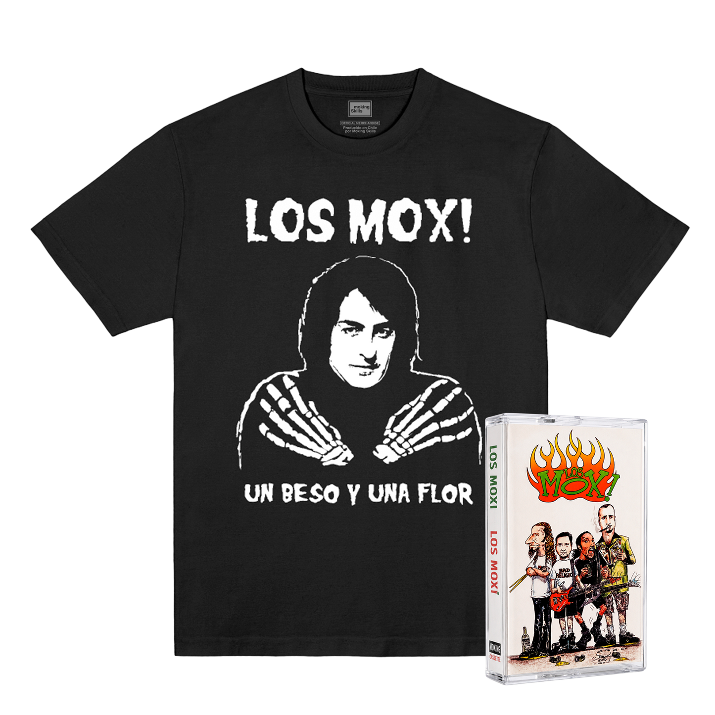Los Mox! - Pack - Polera Un Beso y una Flor - Negro + Cassette