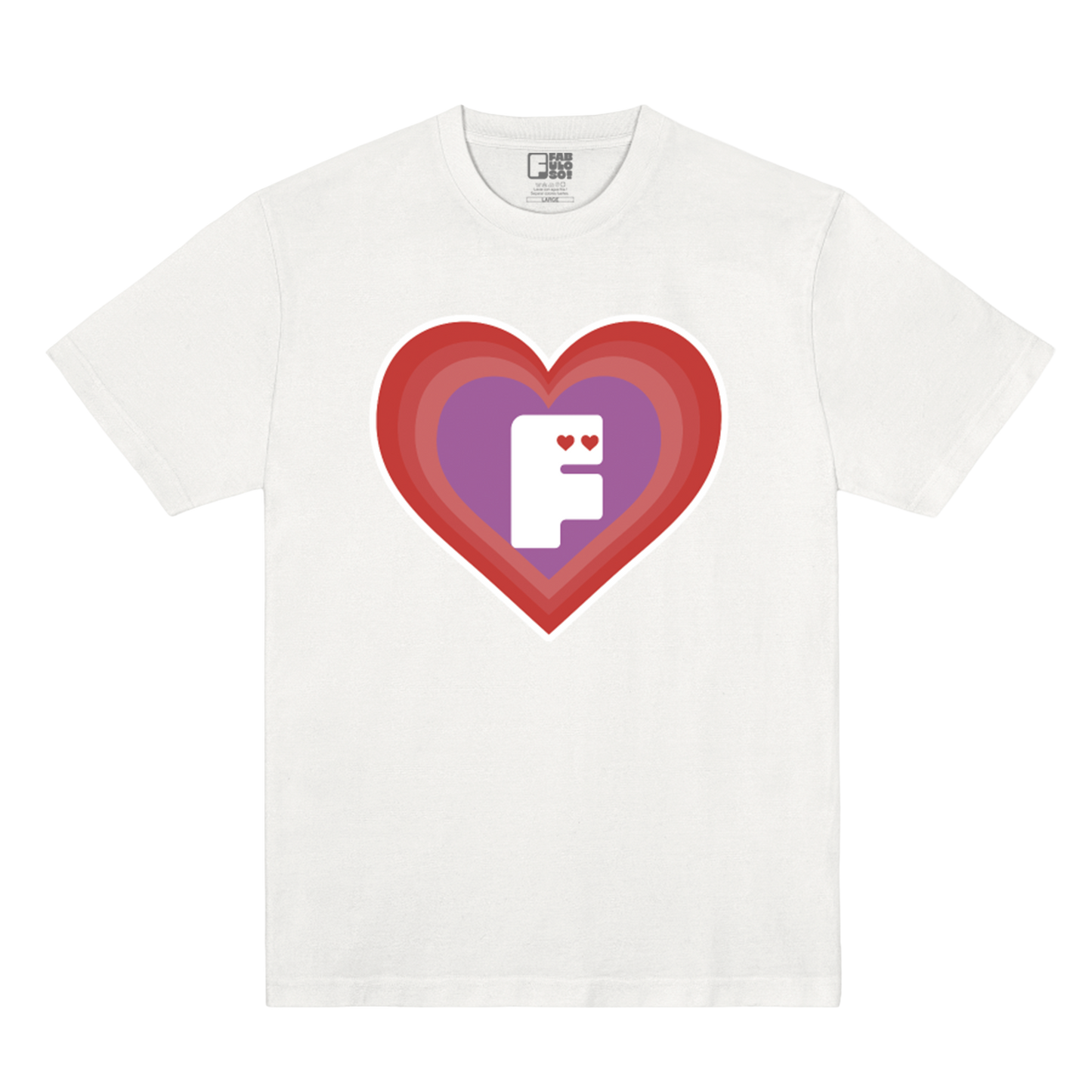 Polera Oficial Fabuloso - Corazón - Blanco