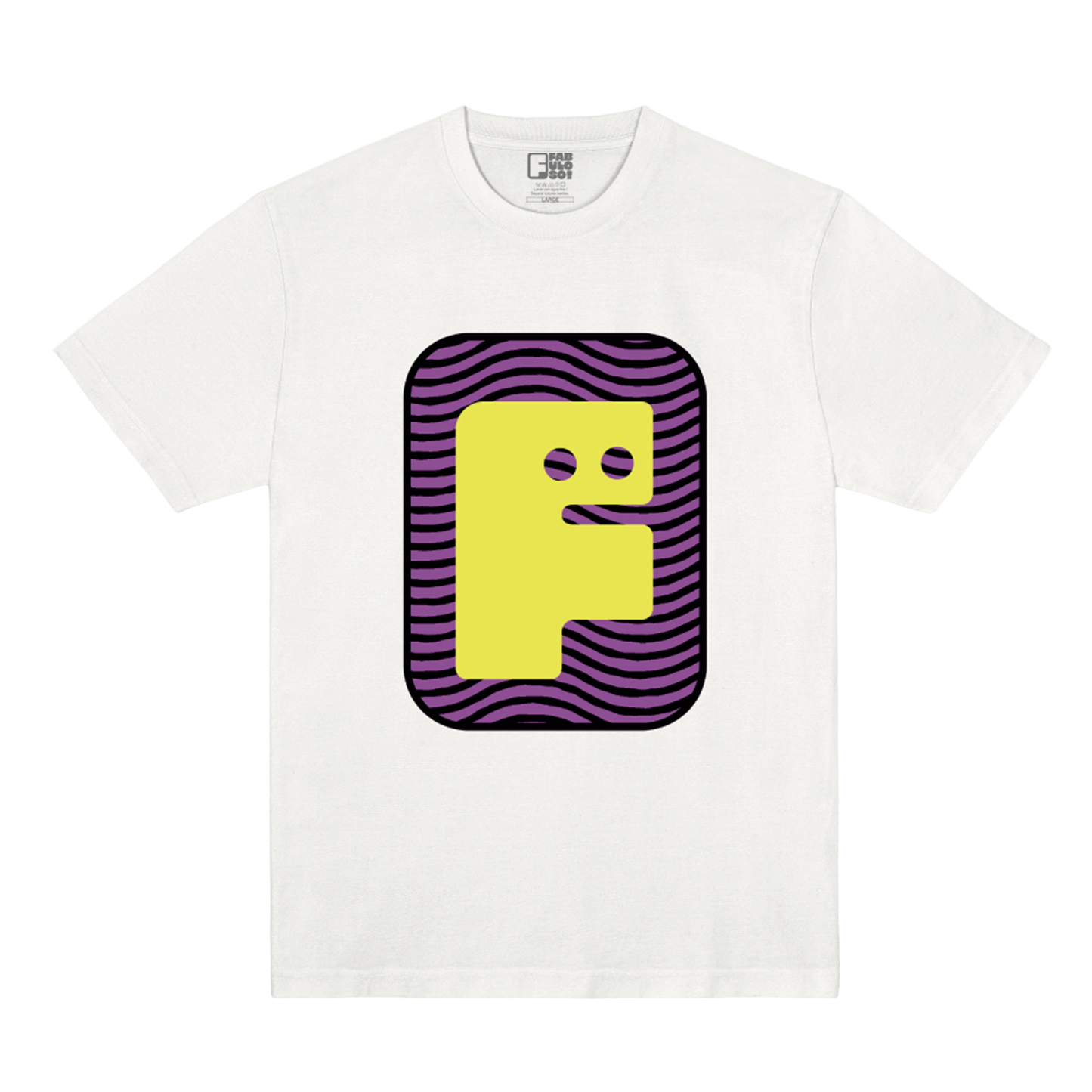 Polera Oficial Fabuloso - Logo Rayas 2 - Blanco