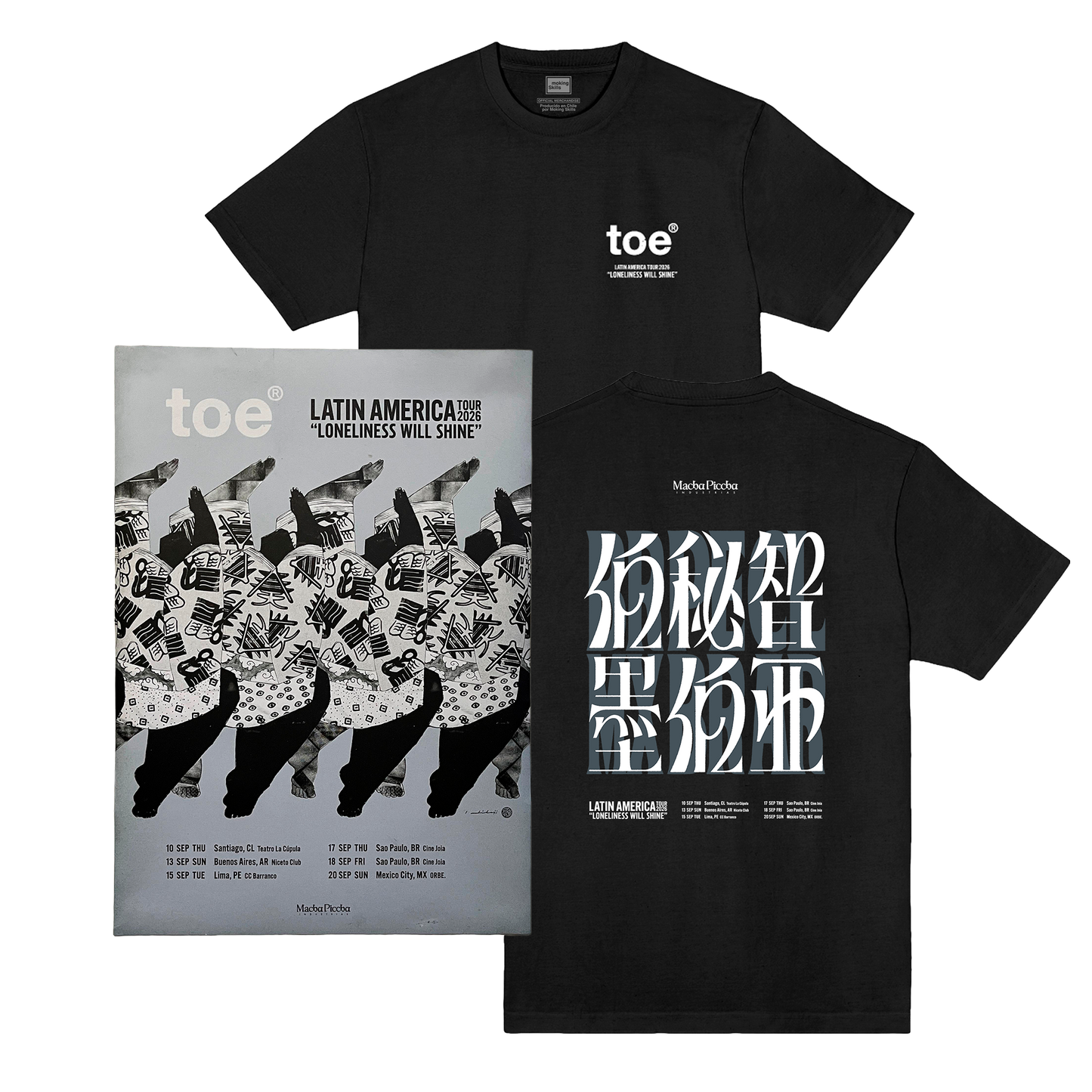 Pack Oficial Toe Latin American Tour 2026 - Polera negra + Poster