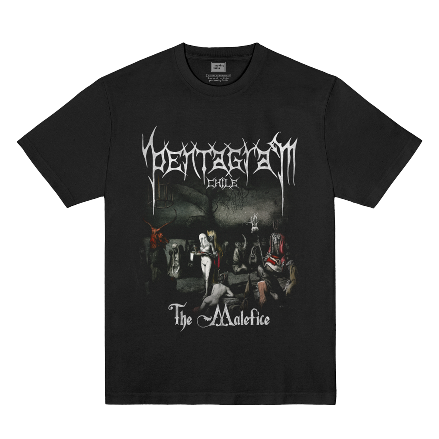 Polera Oficial Pentagram Chile - The Malefice - Negro