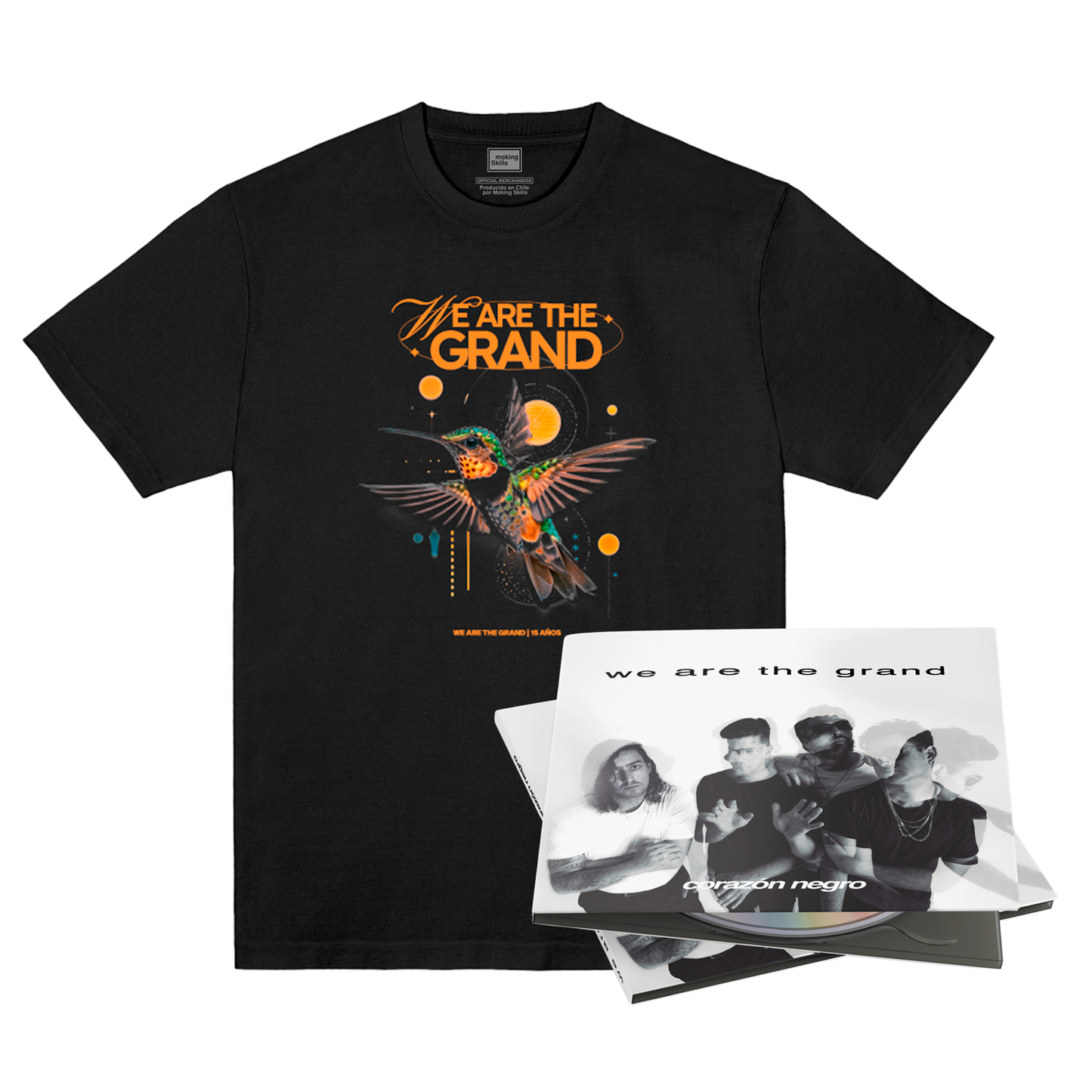 We Are The Grand - Pack - Polera Colibrí Negro + CD Corazón Negro