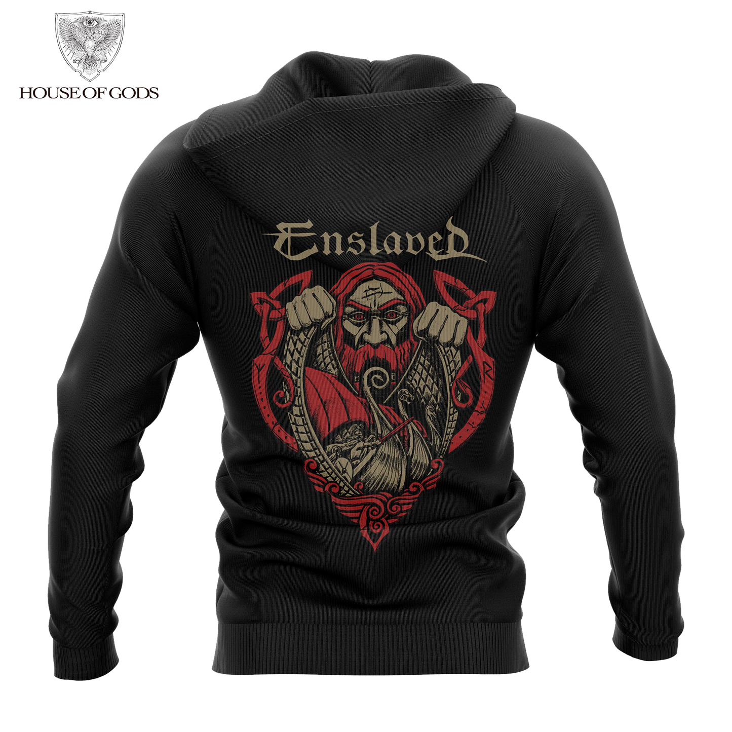 Poleron Zip Up Oficial Enslaved - VIking - Negro