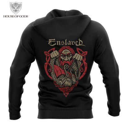 Poleron Zip Up Oficial Enslaved - VIking - Negro