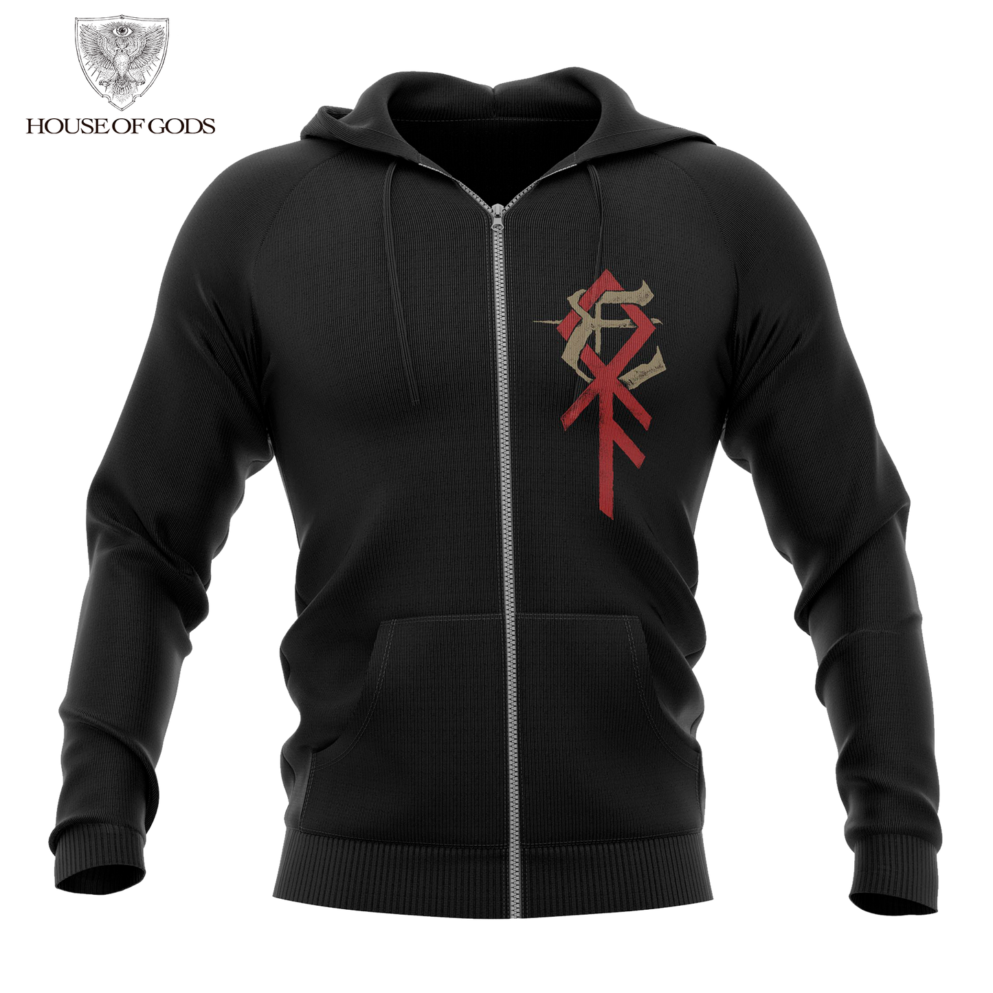 Poleron Zip Up Oficial Enslaved - VIking - Negro