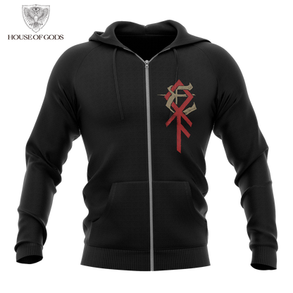 Poleron Zip Up Oficial Enslaved - VIking - Negro