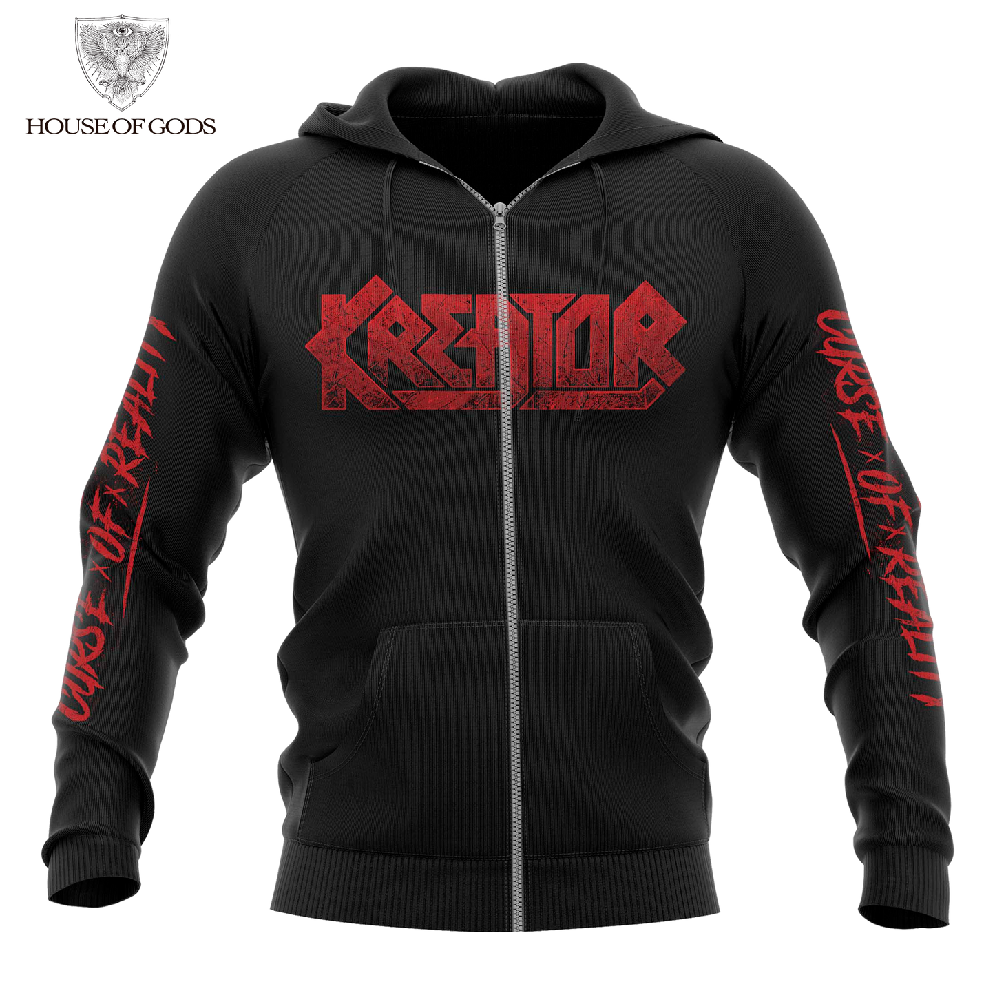 Poleron Zip Up Oficial Kreator - Curse of Reality - Negro