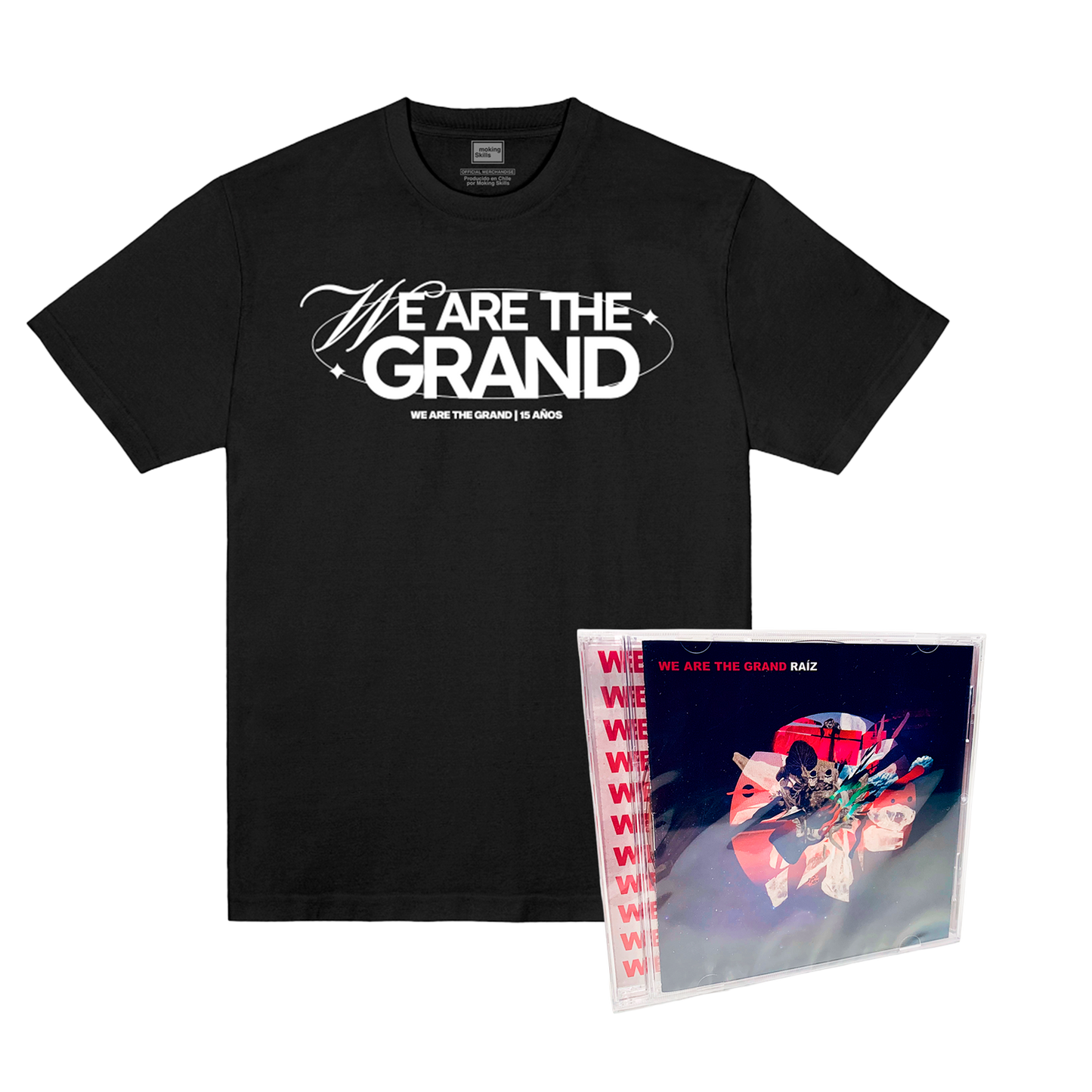 We Are The Grand - Pack - Polera Logo 2 Negro + CD Raíz