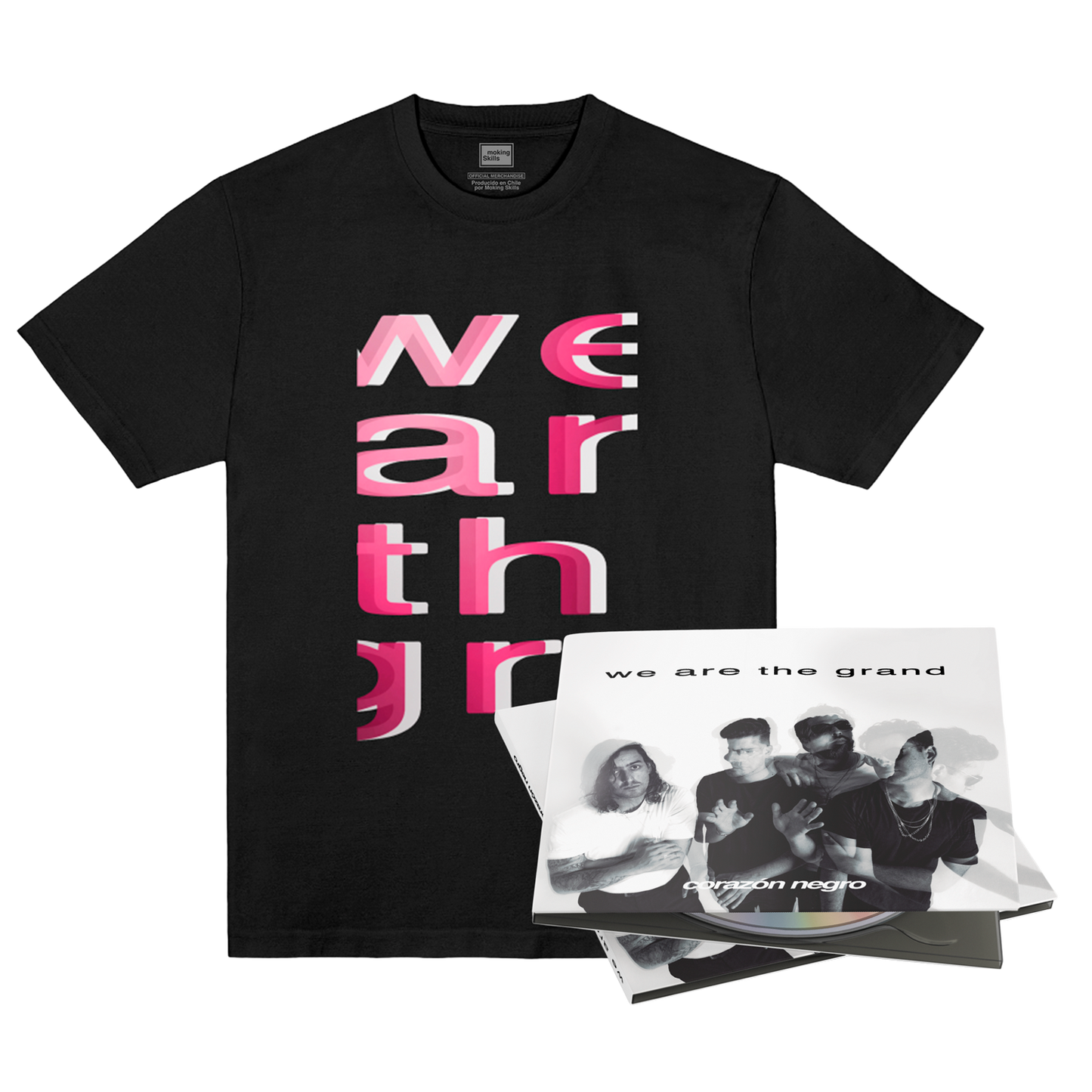 We Are The Grand - Pack - Polera wearthegra Negro + CD Corazón Negro