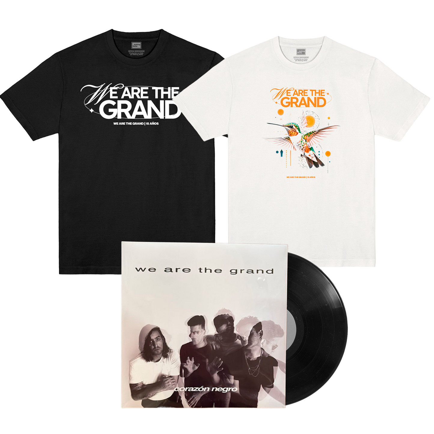 We Are The Grand - Pack - 2 Poleras + Vinilo Corazón Negro