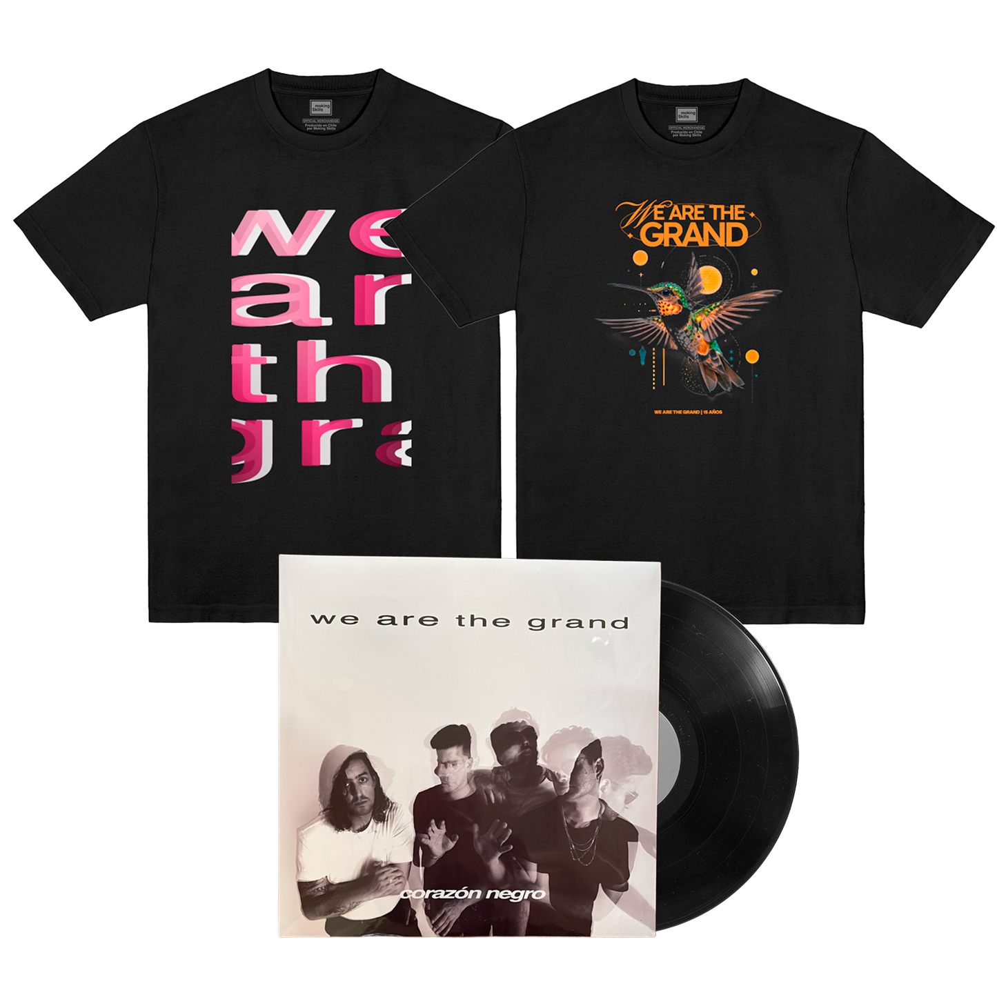 We Are The Grand - Pack - 2 Poleras + Vinilo Corazón Negro