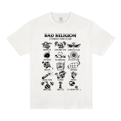 Polera Oficial Bad Religion - Stranger Flash - Blanco