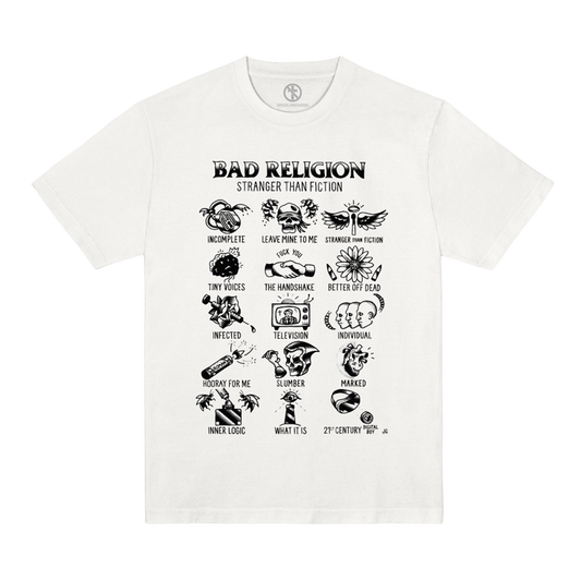 Polera Oficial Bad Religion - Stranger Flash - Blanco