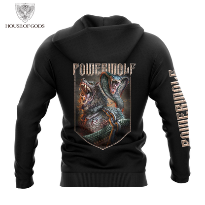 Poleron Zip Up Oficial Powerwolf - Kiss of the Cobra King - Negro