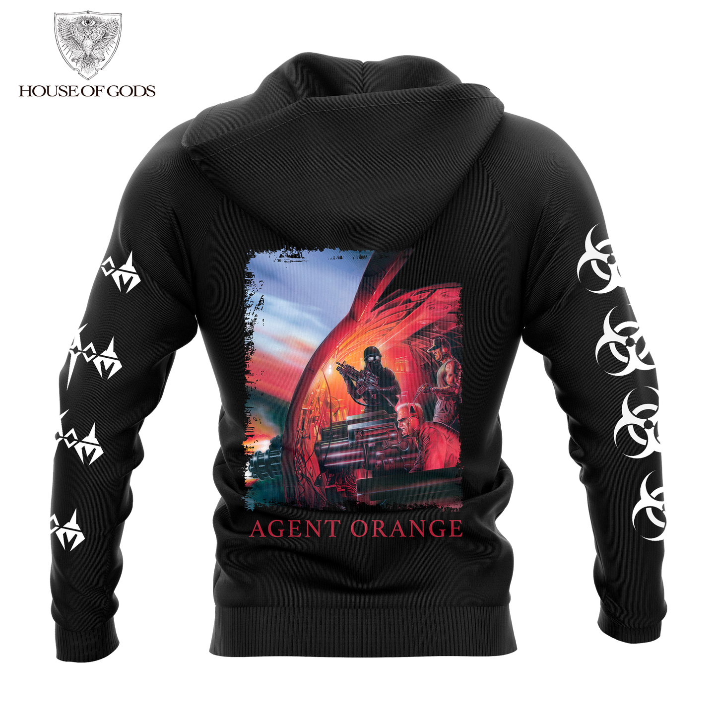 Poleron Zip Up Oficial Sodom - Agent Orange - Negro