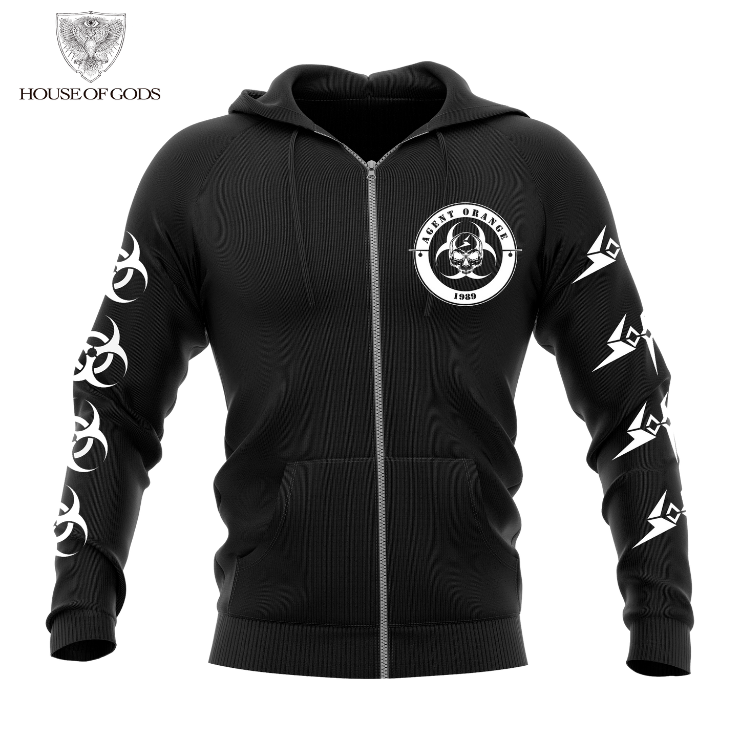 Poleron Zip Up Oficial Sodom - Agent Orange - Negro