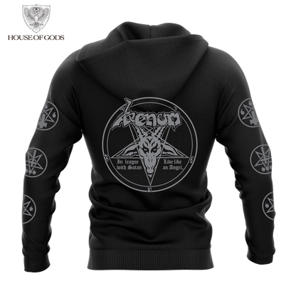 Poleron Zip Up Oficial Venom - In League with Satan - Negro