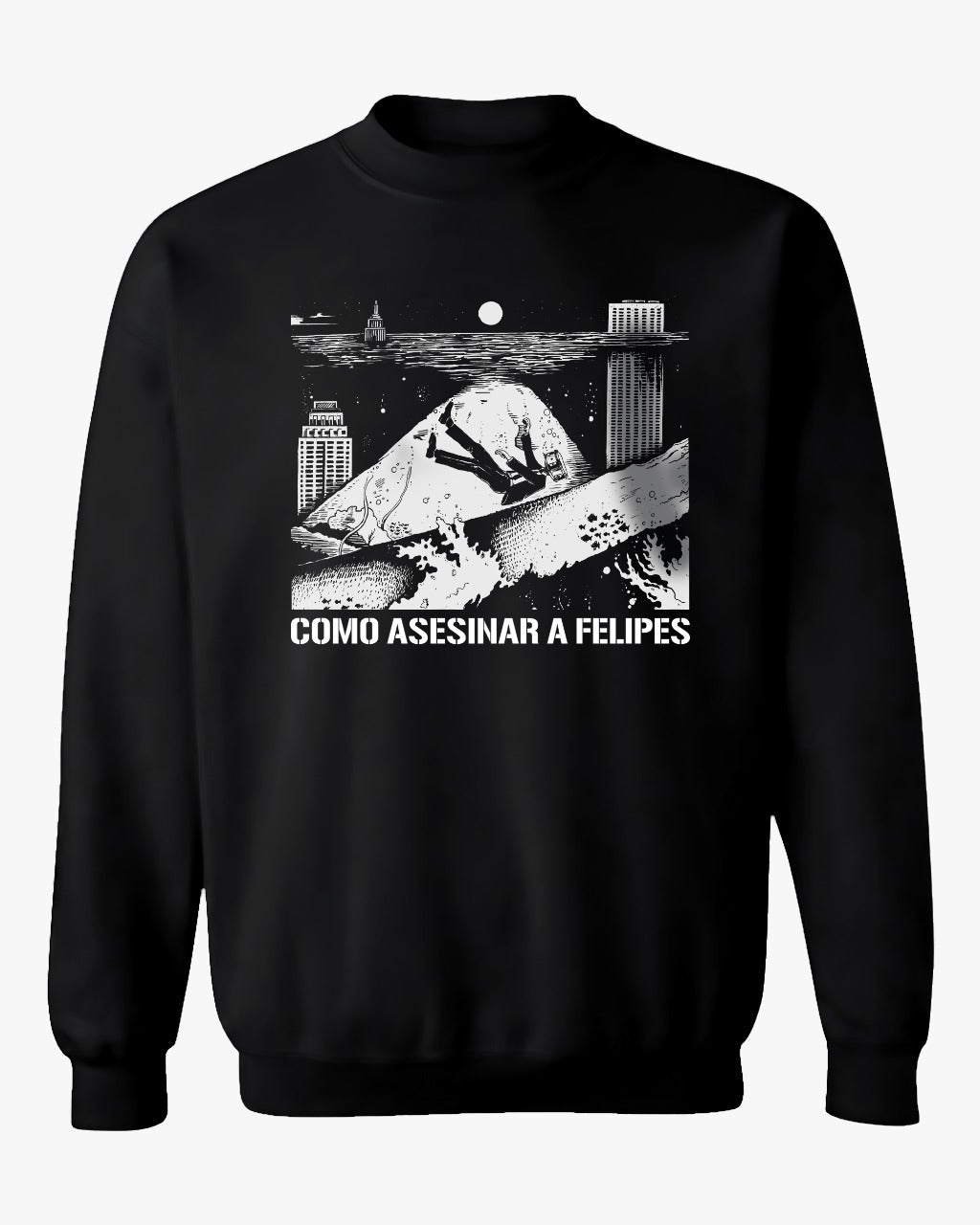 Poleron Oficial Crewneck - Como Asesinar a Felipes - CAF - Negro