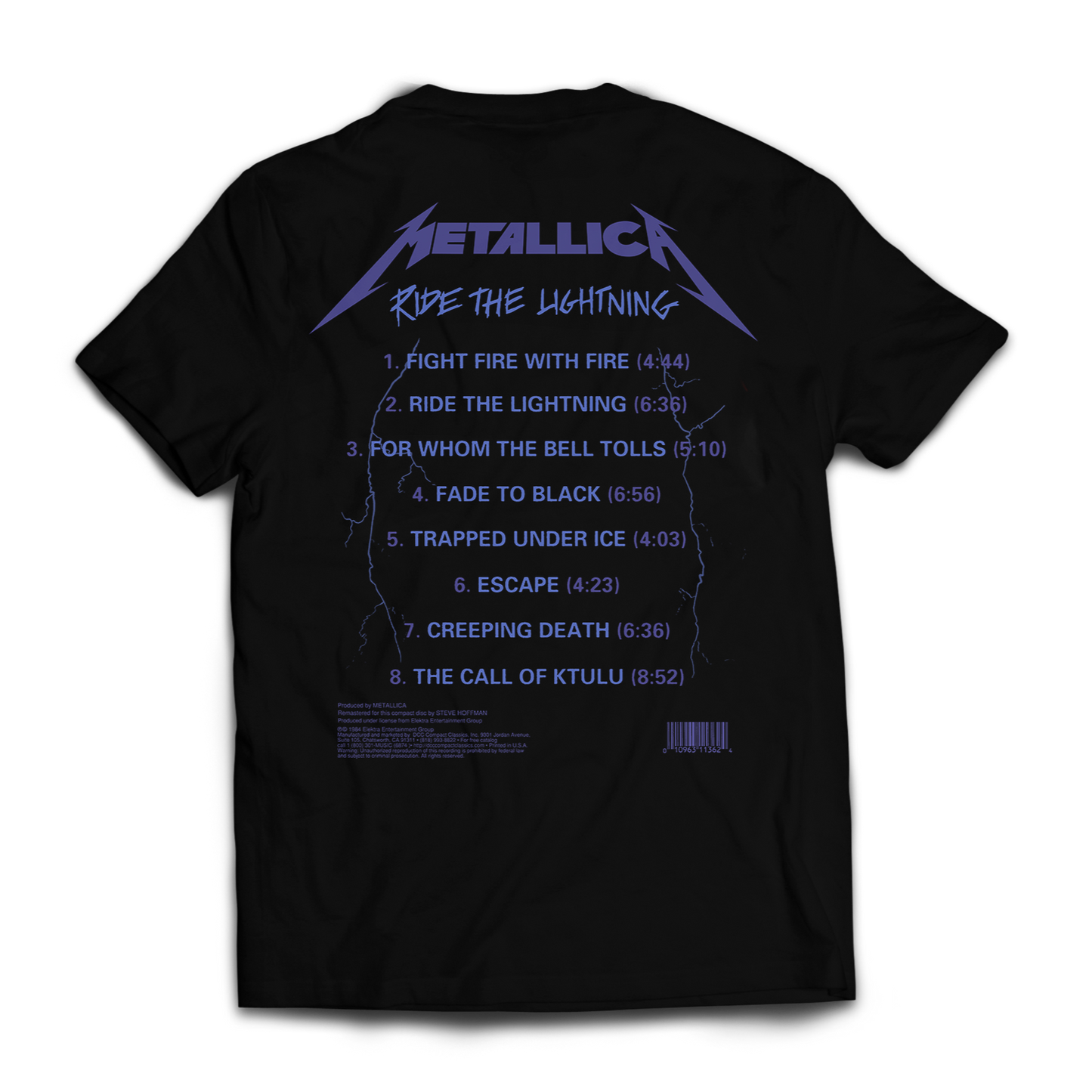 Polera Oficial Metallica - Ride The Lightning - Negro